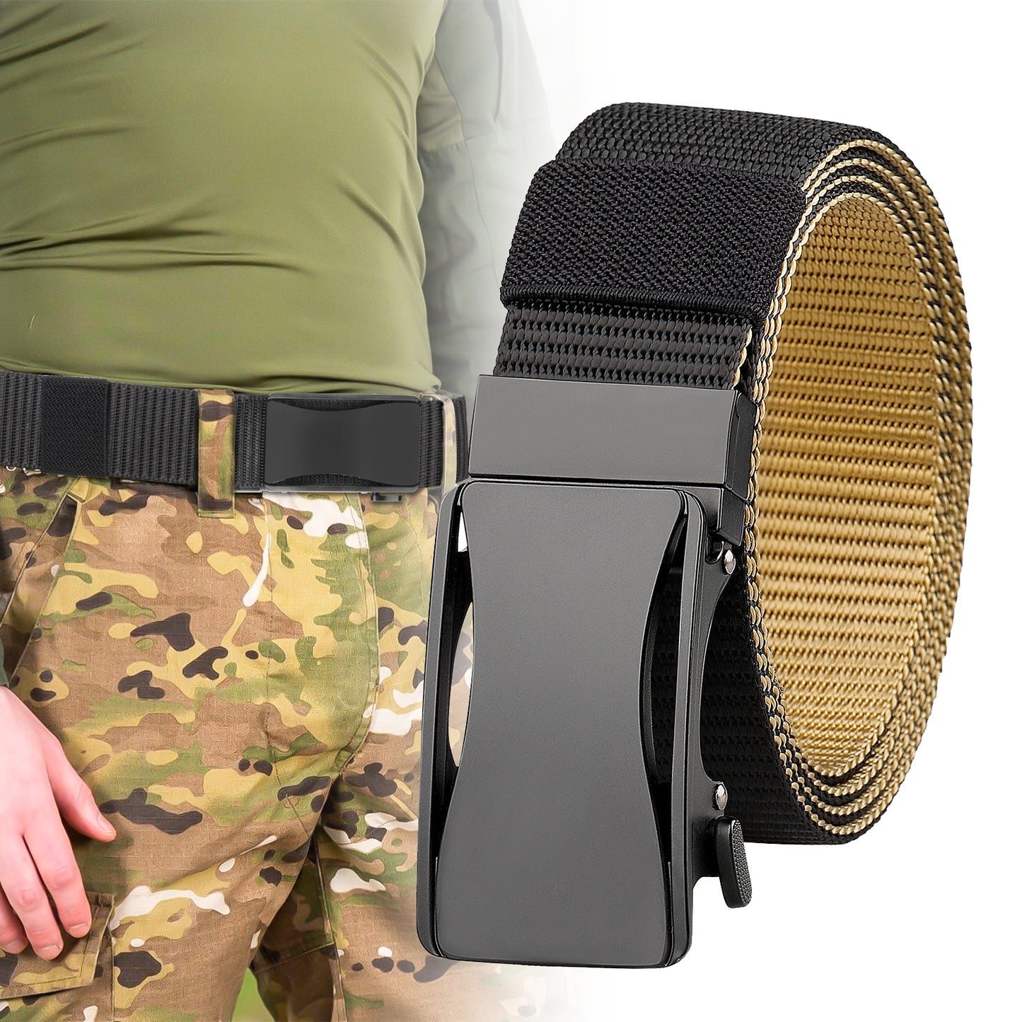 Unisex Military Belt - Tactical nylon strap Waistband Belts with Heavy Duty Quick Release Buckle for Outdoor Hiking School Uniforms for Men Women