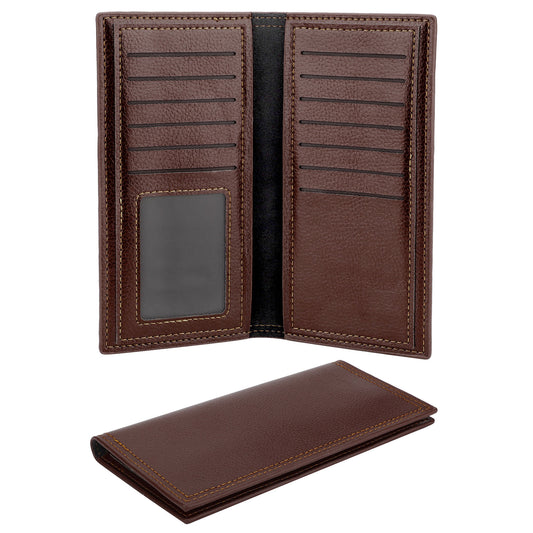 Men's PU leather wallet Money Clip - Fashion Long Wallet Solid Color Men Open Purse Multiple Card Slots Pockets ID Card Clutch Bifold Purse (Brown)