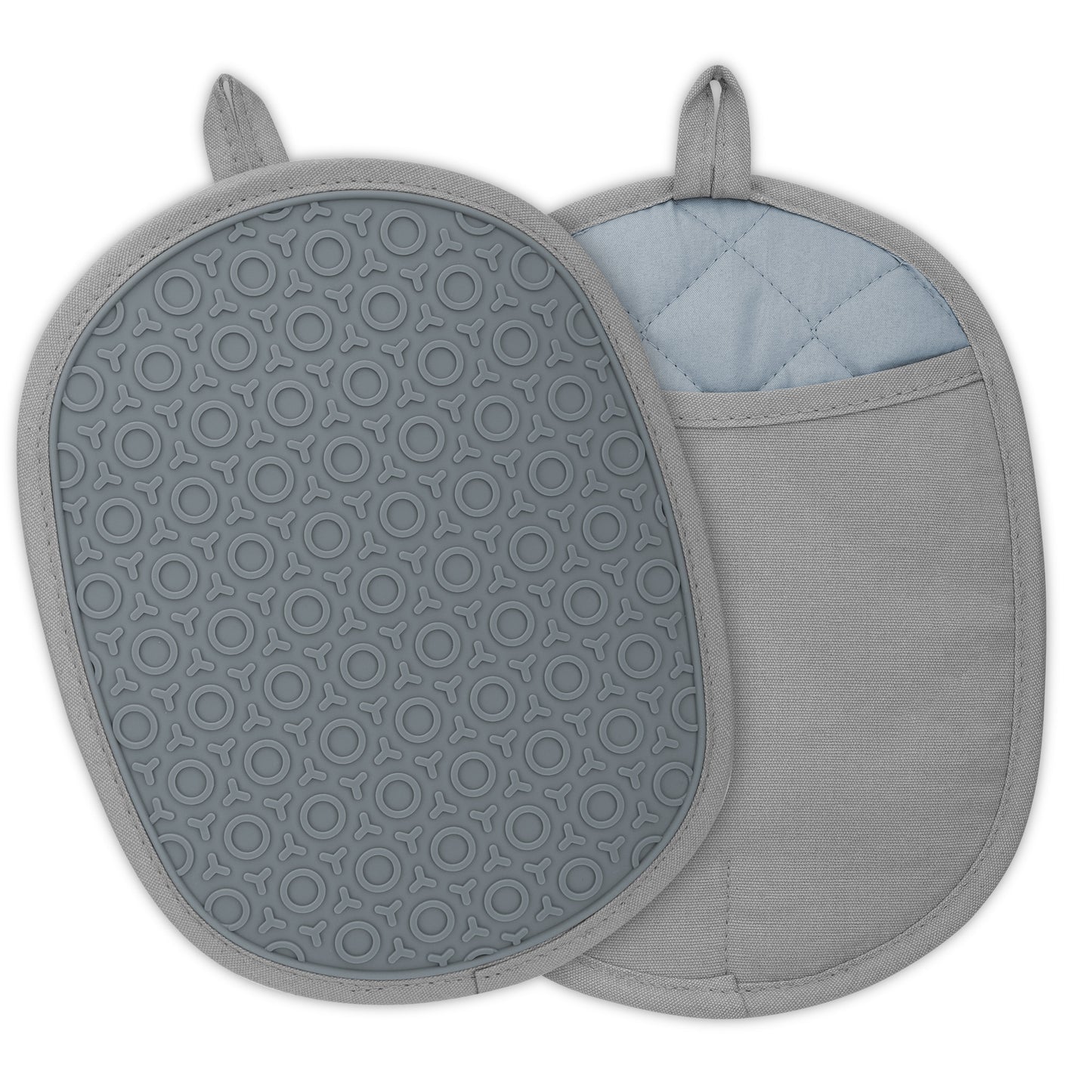 2pcs Silicone Pot Holders- Heat-Resistant Pads with Secure Pockets and Non-Slip Grip for Safe Baking and  Cooking(Gray)