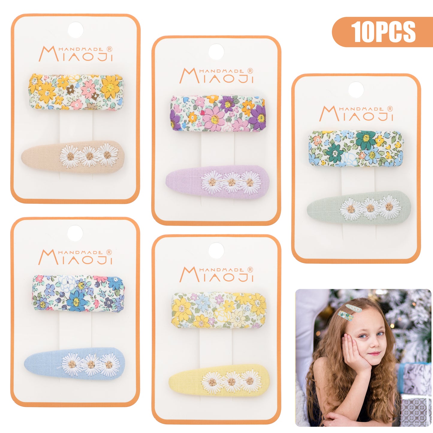 10pcs Cute Floral Hair Clips - Different Color Flower Pattern Hair Accessories for Babies Toddlers Kids Girls