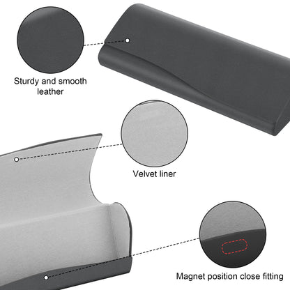 Fashion Hard Shell Pu Leather Sunglass Case - Portable Eyeglass Case Glasses Case Eyewear Cases Holders Eyewear Organizer Hard Case Lightweight Travel case (Dark gray)