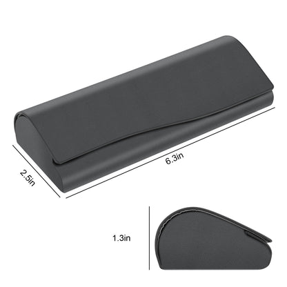 Fashion Hard Shell Pu Leather Sunglass Case - Portable Eyeglass Case Glasses Case Eyewear Cases Holders Eyewear Organizer Hard Case Lightweight Travel case (Dark gray)