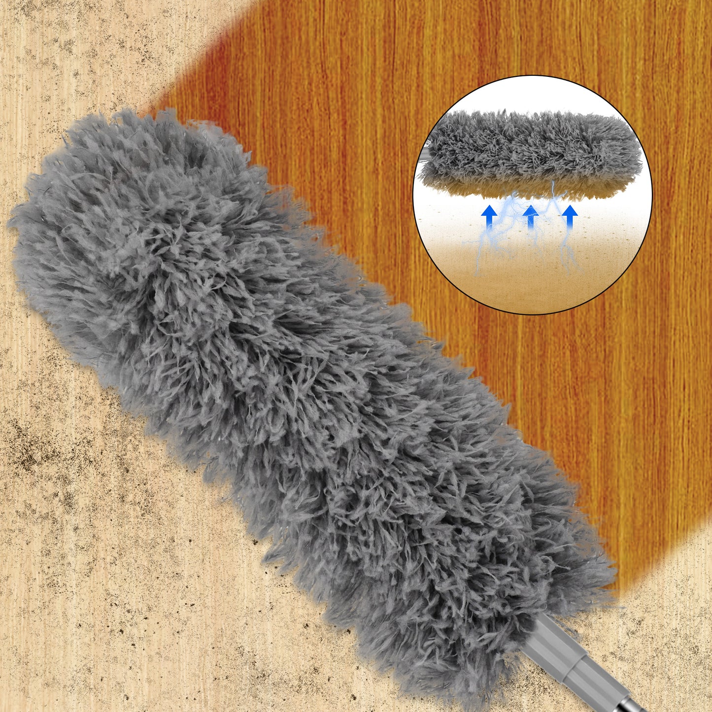 Microfiber Duster with Stainless Steel Extension Pole - Microfiber Feather Duster with 17'' to 83'' Telescoping Extension Pole,with Bendable Head,Extendable Duster for Cleaning Ceiling Fan, Interior Roof,Furniture