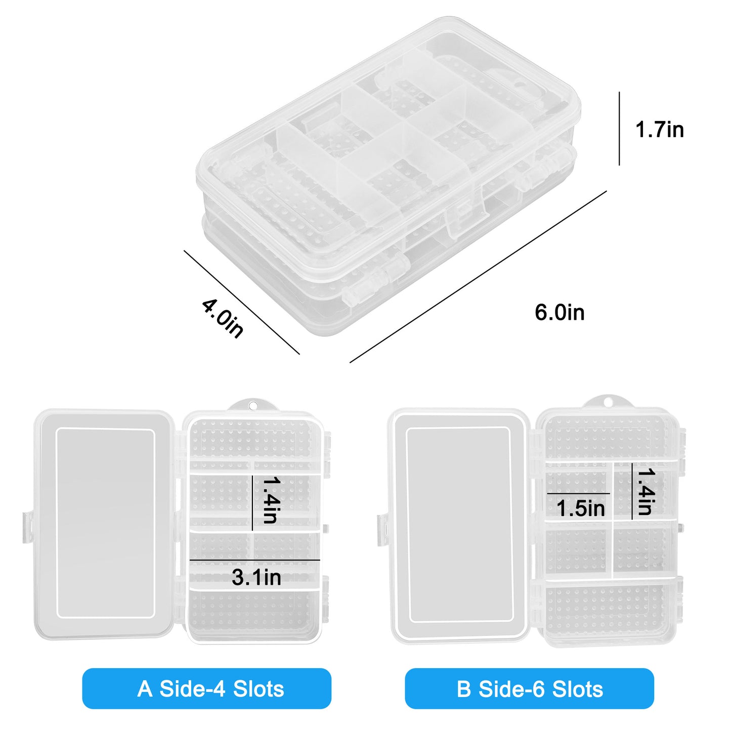 Double sided Transparent Storage Box - Clear 10 Slots Jewelry Storage Box Case Earrings Organizer Holder Jewelry Container for Earrings rings