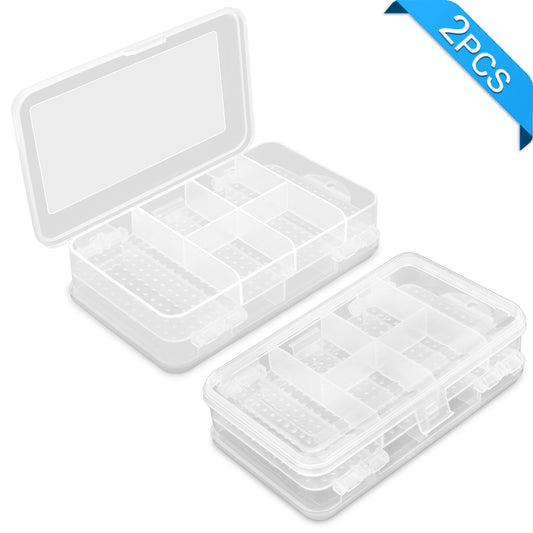 Double sided Transparent Storage Box - Clear 10 Slots Jewelry Storage Box Case Earrings Organizer Holder Jewelry Container for Earrings rings