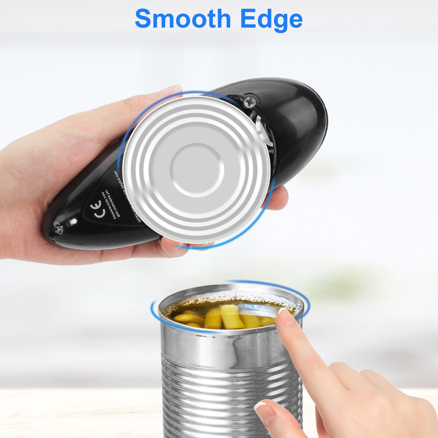 Electric Automatic Can Opener - Battery Powered Can Opener One Touch Operation with Smooth Edge For Kitchen, Camping, and a Perfect Gift for Seniors with Arthritis(Black)