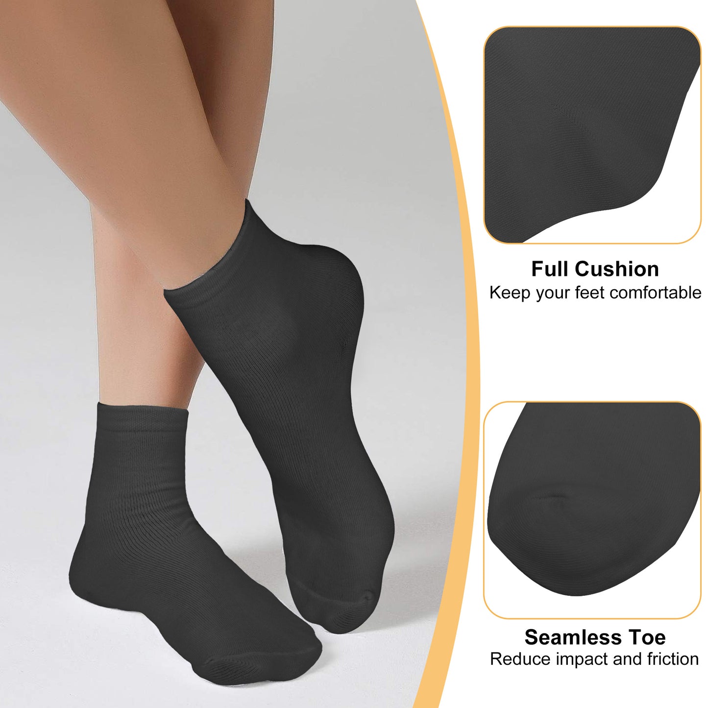 6 Pairs Unisex Ankle Socks - Women Men Athletic Short Cotton Socks Thin Lightweight Classic Casual Socks suitable for casual and athletic wear providing comfort and style (Black)