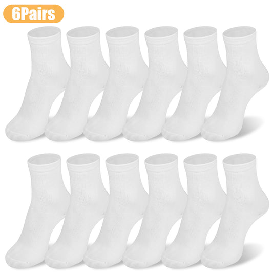 6 Pairs Unisex Ankle Socks - suitable for casual and athletic wear providing comfort and style (White)