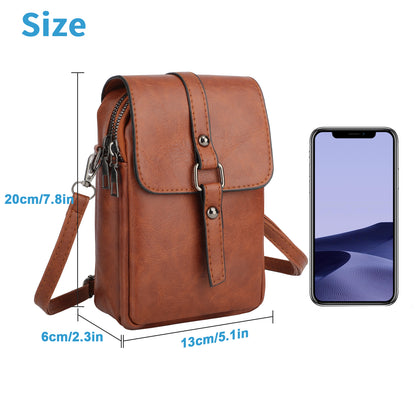 Unisex Crossbody Phone Bag with Headphone Hole - Adjustable strap PU leather Shoulder Wallet Bag Cell Phone Purse Messenger Bags for Women Men（Black)