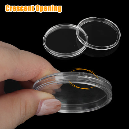 60 Pieces 39 mm Plastic Coin Capsules - Coin Holder with Clear Plastic Storage Organizer Box for Coin Collection Supplies