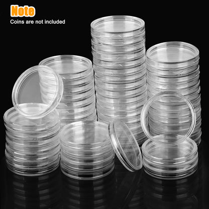 60 Pieces 39 mm Plastic Coin Capsules - Coin Holder with Clear Plastic Storage Organizer Box for Coin Collection Supplies