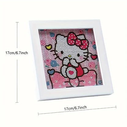 7in diamond painting kits with Frame - DIY Cartoon Diamond Art,Including a Frame,DIY Cross Stitch Tools,DIY Crafts Sewing Accessories Kids Adults Hobby Gift (Pink)