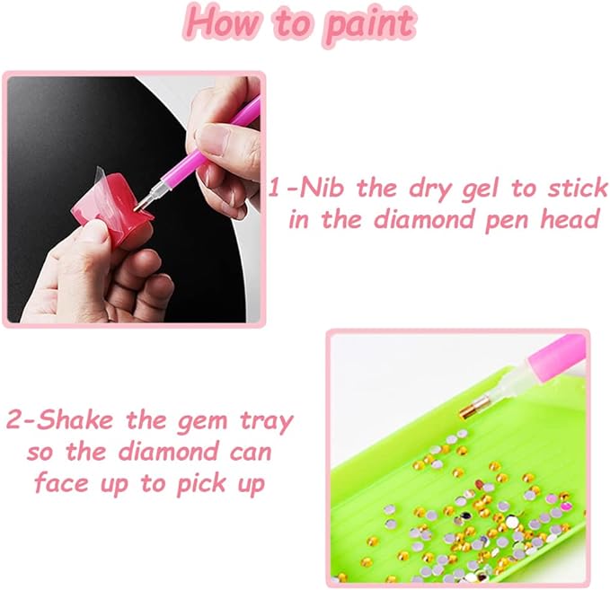 7in diamond painting kits with Frame - DIY Cartoon Diamond Art,Including a Frame,DIY Cross Stitch Tools,DIY Crafts Sewing Accessories Kids Adults Hobby Gift (Pink)