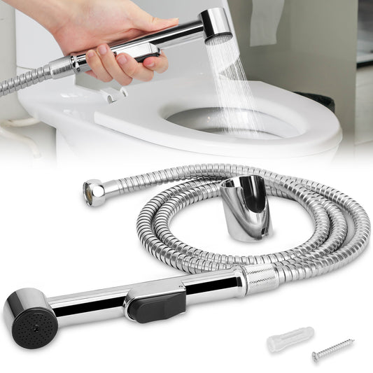 Handheld Bidet Toilet Sprayer Kit - Stainless Steel Hose and Wall Mount Options for Personal Hygiene, Bathroom Cleaning, Pet Care