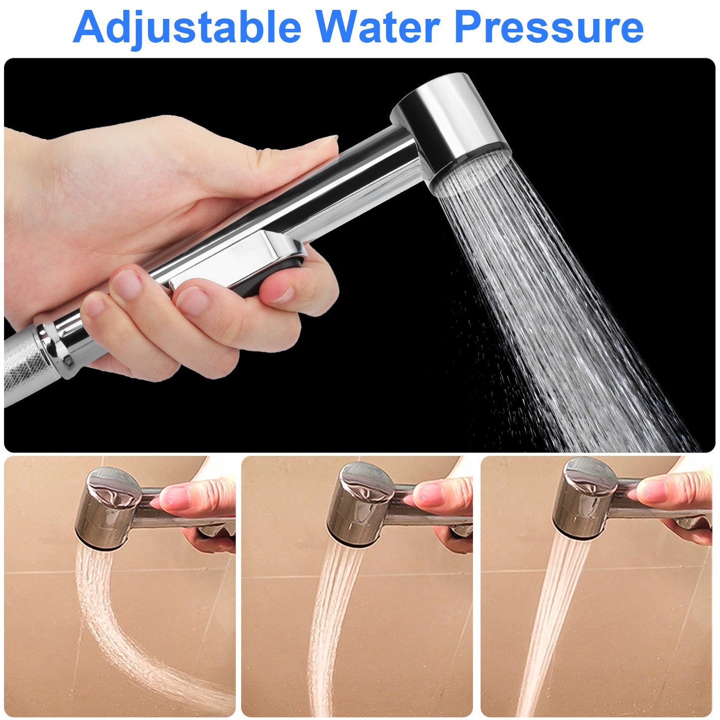 Handheld Bidet Toilet Sprayer Kit - Stainless Steel Hose and Wall Mount Options for Personal Hygiene, Bathroom Cleaning, Pet Care