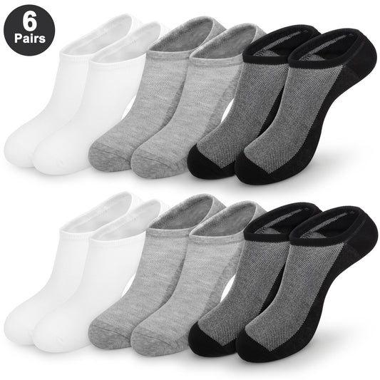 6 Pairs No Show Men's Socks - Casual Invisible Non-slip Socks,Low Cut Socks,CottonSocks for Men Loafer Sneakers Boat Shoes