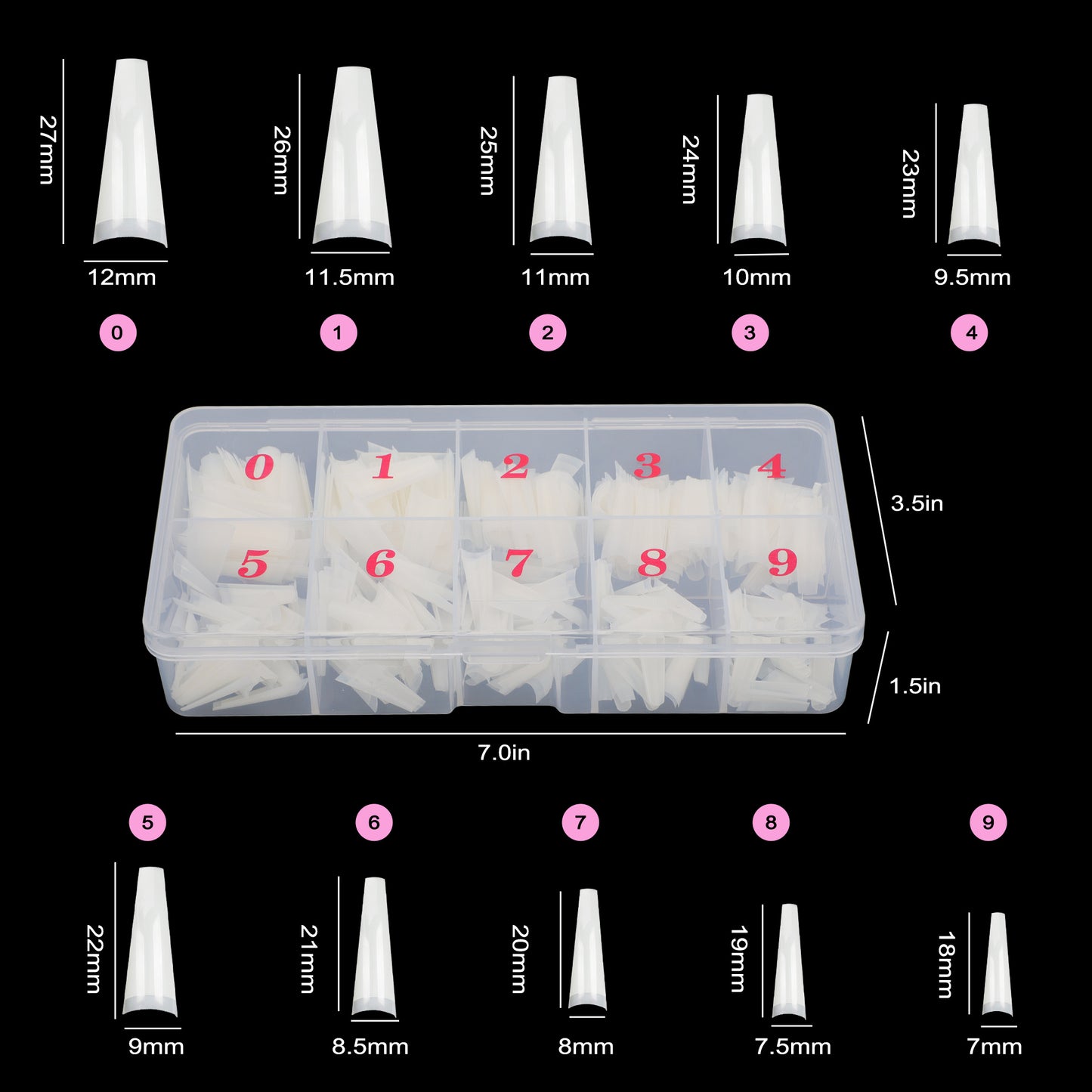 500 Pcs Natural Coffin Acrylic Nails - Long, Half Cover Ballerina Nail Tips in a Convenient Box