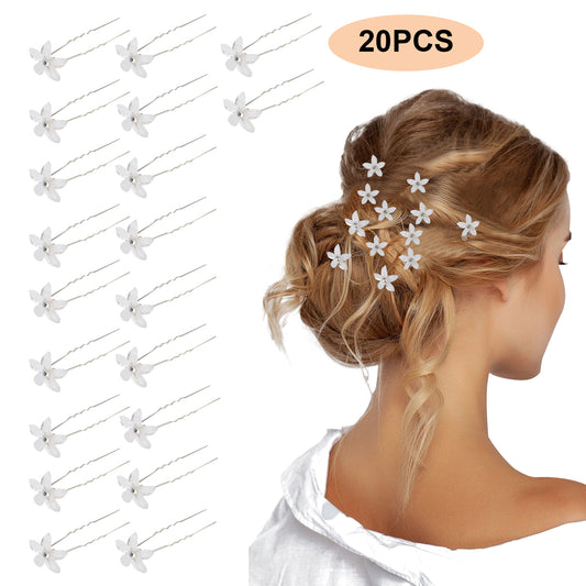 20Pcs U-Shaped Hair Pins - Hair Clips with Floral Design Hair Accessories Set for Weddings & Special Occasions