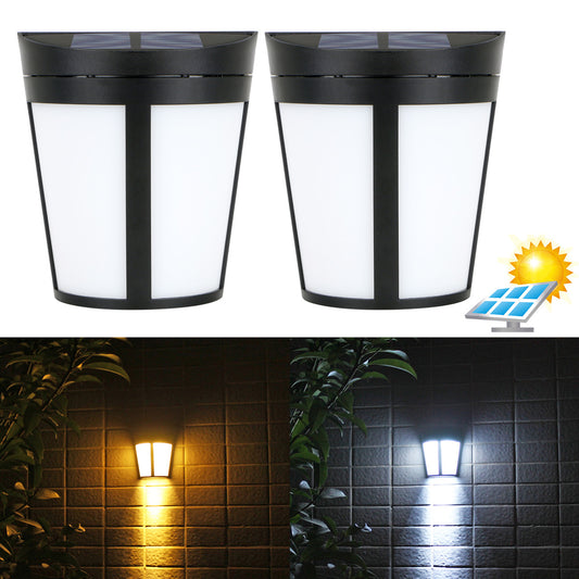 Solar Wall Lights Outdoor, Solar Powered Led Waterproof Lighting for Fence, Patio, Front Door, Stair, Landscape, Yard and Driveway Path, 2Pcs