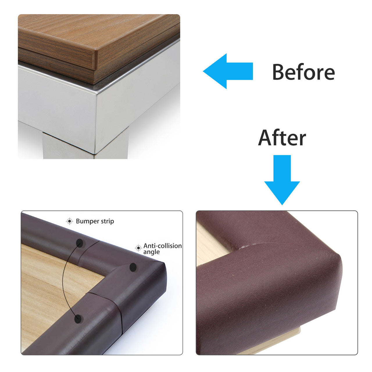 Baby Safety Table desk Edge Corner Cushion Guard Strip Softener Bumper Protector, Brown