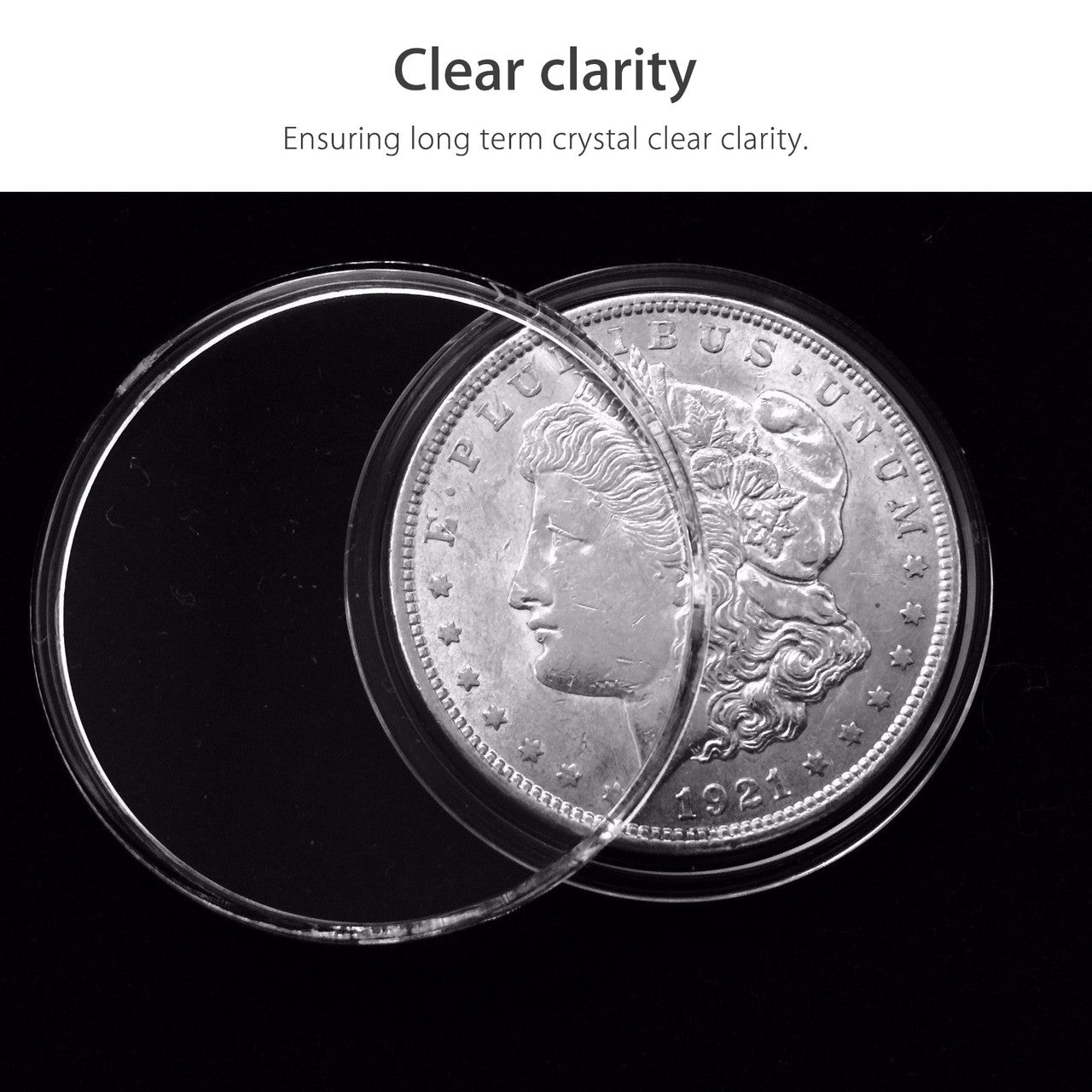 40.6 mm Coin Holder Capsules Round Plastic Clear Coin Container Case for Coins Storage, 25Pcs