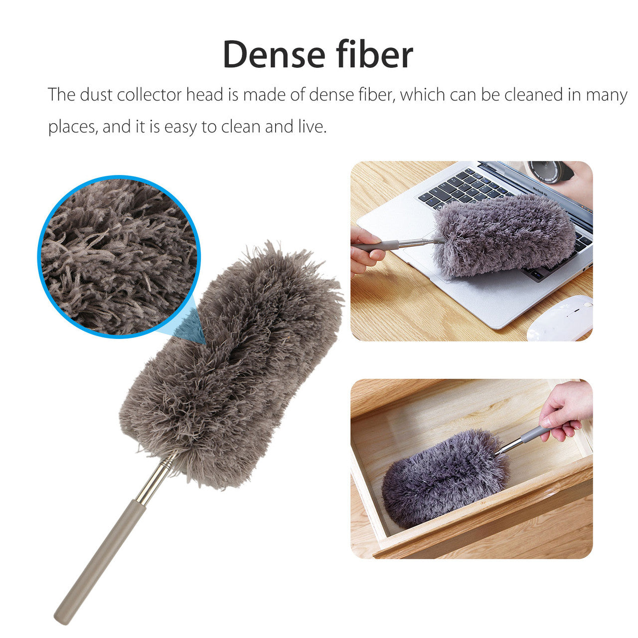 Adjustable Soft Microfiber Feather Duster Dusting Brush Household Cleaning Tool-Scalable to 80CM