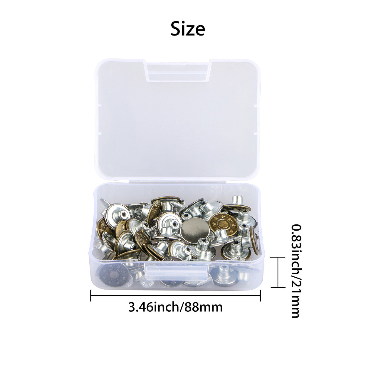 Jeans Button, 4 Styles Jeans Button Metal Tack Button Replacement Kit Fixing Tool Sew & Mend Kit with Plastic Storage Box for Jeans Pants Jacket Trousers, 40Pcs