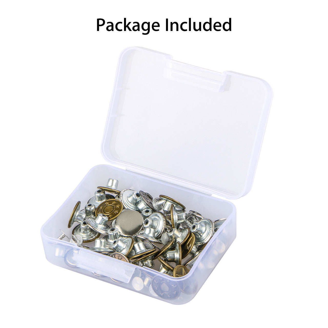Jeans Button, 4 Styles Jeans Button Metal Tack Button Replacement Kit Fixing Tool Sew & Mend Kit with Plastic Storage Box for Jeans Pants Jacket Trousers, 40Pcs
