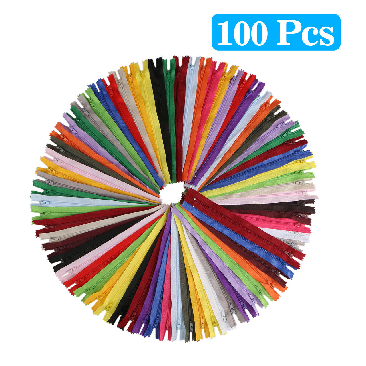 Colored Nylon Coil Zipper Tailor Sewer Craft 20cm Crafter's DIY 20 Colors for Sewing, Handbag, Purse Making, Clothing, Wholesale Pack, 100Pcs