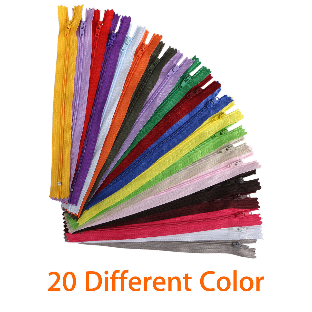 Colored Nylon Coil Zipper Tailor Sewer Craft 20cm Crafter's DIY 20 Colors for Sewing, Handbag, Purse Making, Clothing, Wholesale Pack, 100Pcs