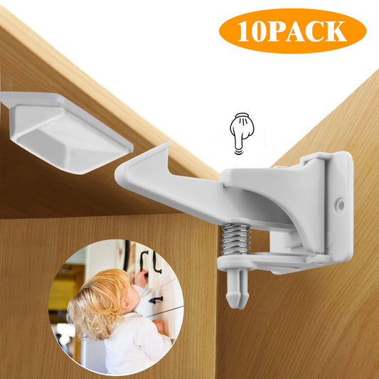 Universal Home Safety Cabinet Doors Child Baby Kids Proof Locks Latches with Buckles for Cabinet Drawer Closet Cupboard, 10-Pack