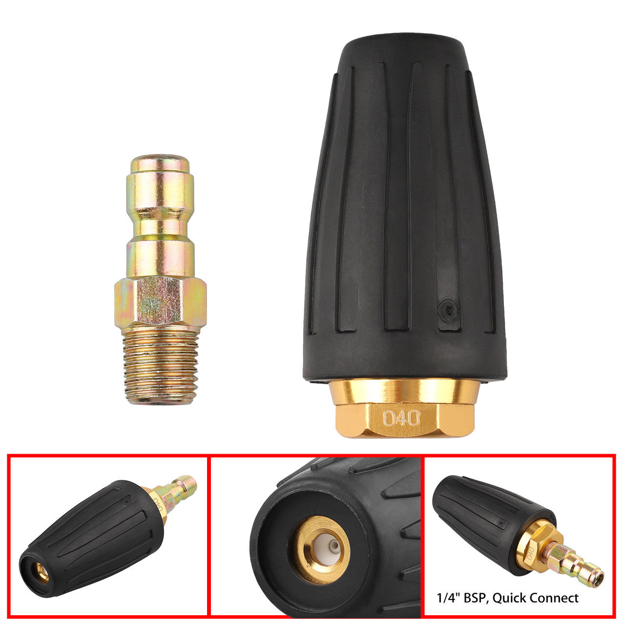 1/4 inch Quick-Connect Plug Spray Nozzle 3000 PSI 3GPM for High Pressure Water Washer Gun, 2Pcs