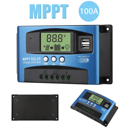 MPPT Solar Charge Controller 100A Solar Panel Controller,Automatic focusing MPPT tracking charging,Large-screen LCD display,SOC function,control charge current & supply power to the loads