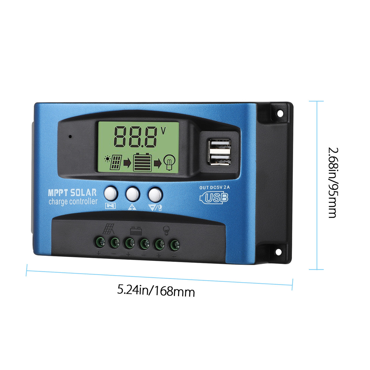 MPPT Solar Charge Controller 100A Solar Panel Controller,Automatic focusing MPPT tracking charging,Large-screen LCD display,SOC function,control charge current & supply power to the loads