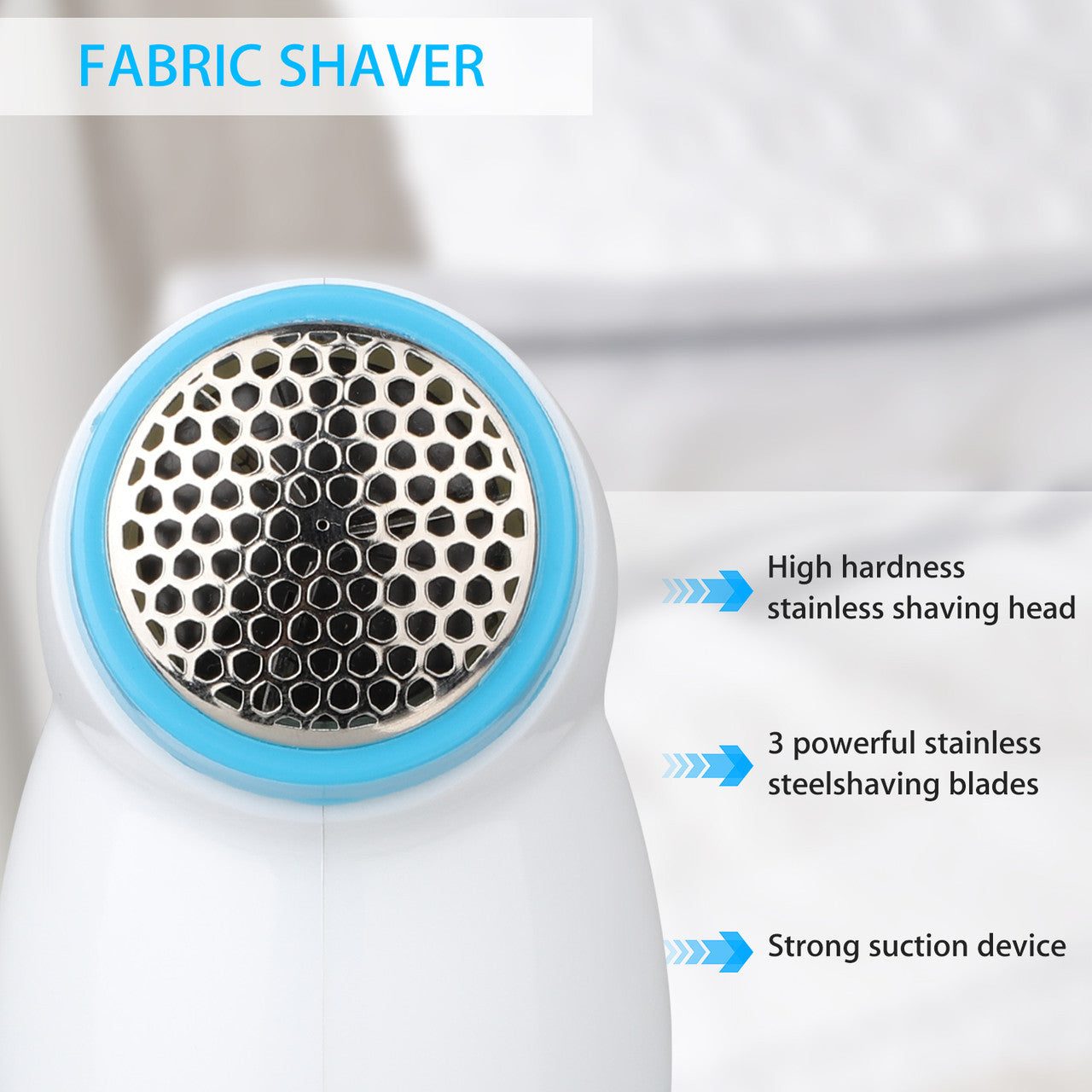 Portable Fabric Shaver, Lint Remover with Triple Stainless Steel Blades & Detachable larger lint collection with Cleaning Brush,Quickly and Effectively for Your Clothes Curtain