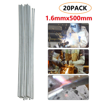 Aluminum Welding Rods, 20-Pack Universal Low Temperature Aluminum Welding Cored Wire for Electric Power, Chemistry, Food, Silver 1.6mm500mm