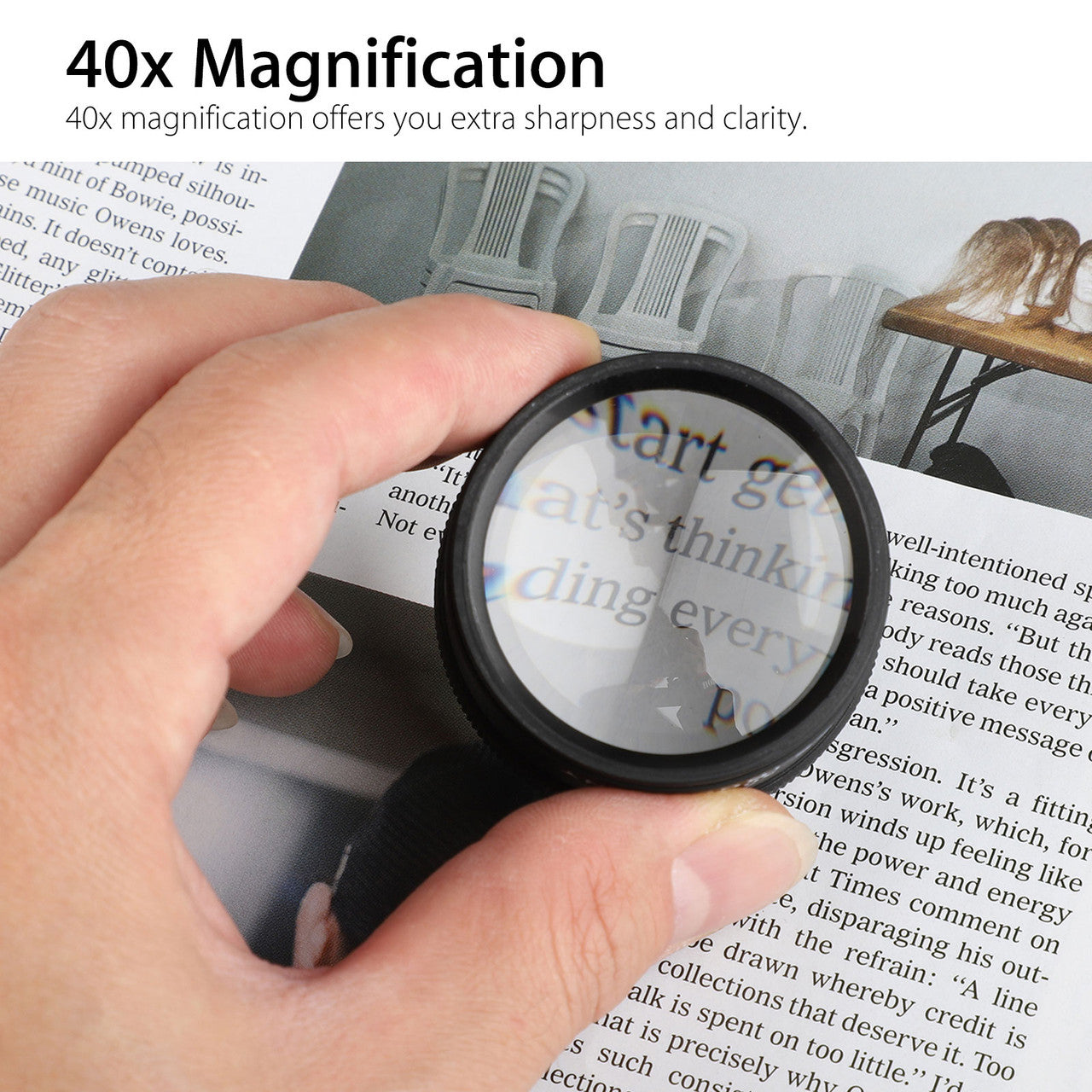 40X Optics Magnification Loupes Jewelry Magnifier Loop Microscope Magnifying Glass Lens Portable for Jeweler,Coins,Stamps