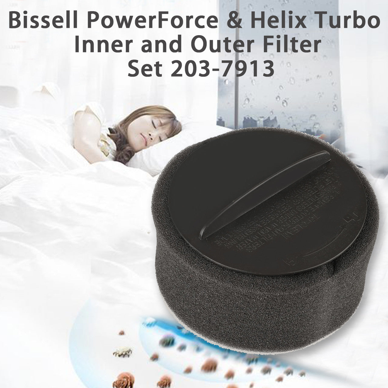 Replacement Compatible with Bissell PowerForce & Helix Turbo Inner and Outer Filter, 203-7913 Circular Filters Fit for Bissell 203-7913, 203-2587, 203-1464, 203-1192, 203-1183, 203-8161 73K1