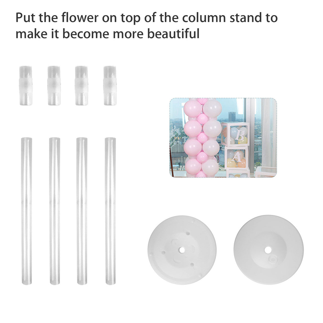 Balloon Column Decorations Stand Base Kit, 52inches Height Balloon Column Base Stand Holder with Pole, 2 Balloon Clips, Balloon Tower Decoration for Birthday,Wedding Any Party/Event Decorations