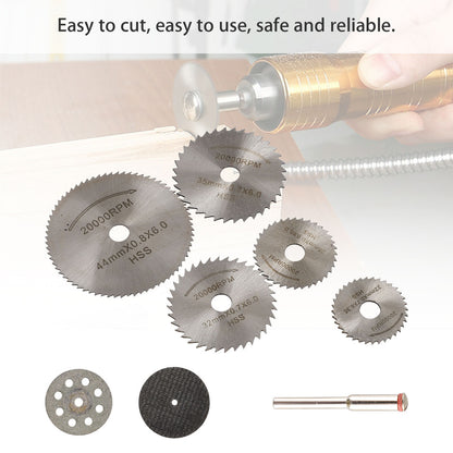 Cutting Wheel Set for Rotary Tool, Diamond Cutting Wheel HSS Mini Saw Blades and Resin Cut Off Disc Combo Cutter Kit with Mandrels for Wood Glass Plastic Stone Metal, 30PCS