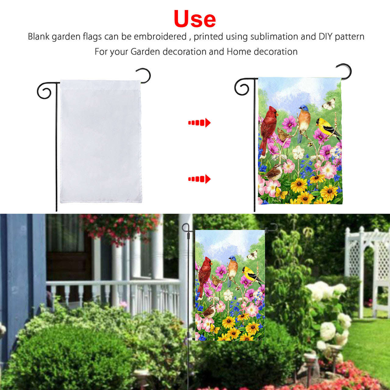 (12 x 18") Garden Flags Banners - DIY Personalized Garden Flag for Outdoor Patio Garden Yard Decorate - Lawn Yard Banner, 10Pcs