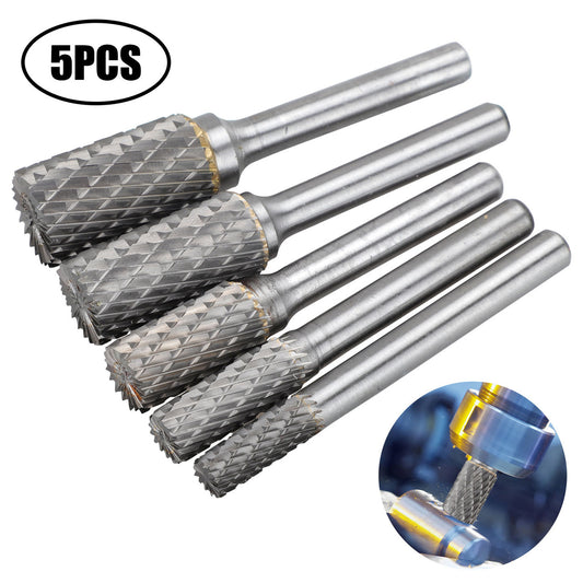 5Pcs 1/4'' Tungsten Carbide Burr Die Grinder Shank Set 6-14mm Rotary Drill Bits