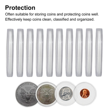 46mm Coin Collection Cases Storage Box Capsules, 5 Sizes (19/24/29/34/39 mm) EVA Protect Gasket, Clear Round Display Holder Organizer Container for Collectors, 20Pcs