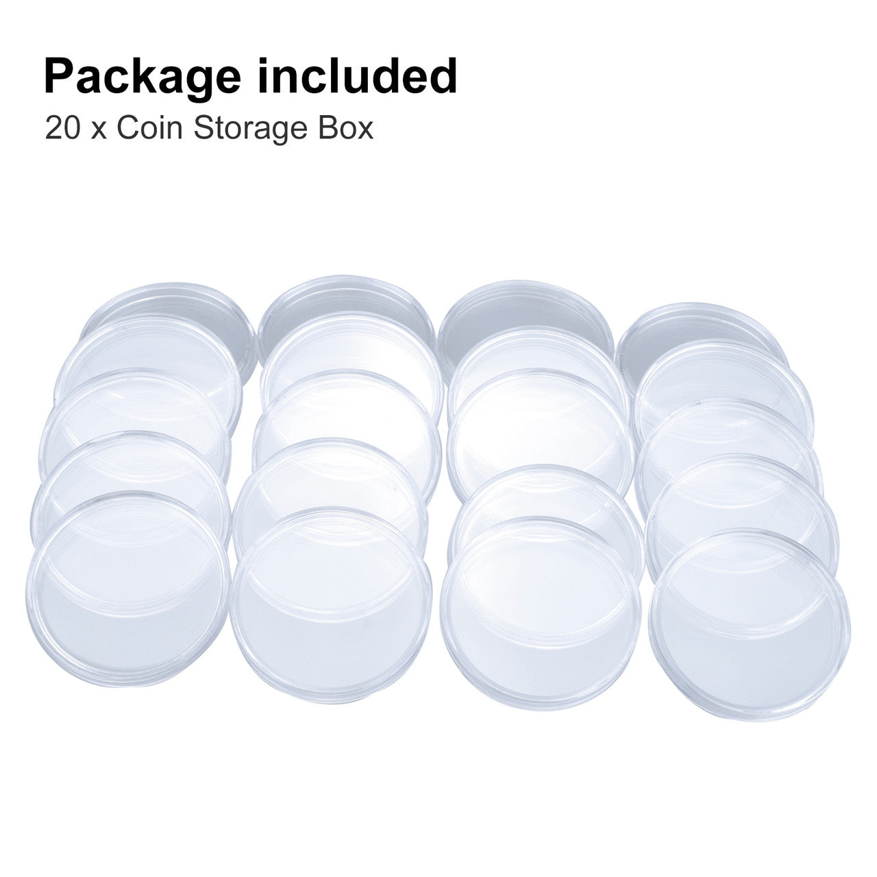 46mm Coin Collection Cases Storage Box Capsules, 5 Sizes (19/24/29/34/39 mm) EVA Protect Gasket, Clear Round Display Holder Organizer Container for Collectors, 20Pcs