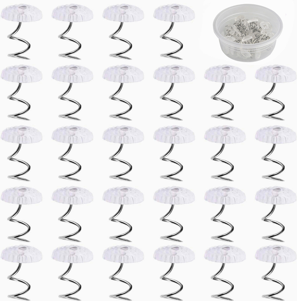 Set of 50, Fabric Twisty Pins with Clear Heads for Upholstery, Bedskirts, Slip Covers, Slipcovers and Other Materials - Sewing Supplies Essential