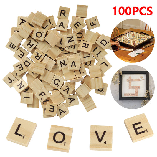 Wood Letter Tiles, Scrabble Letters for Crafts, A-Z Capital Letters for Crafts Spelling, DIY Wood Gift Decoration, Making Alphabet Coasters and Scrabble Crossword Game, 100pcs