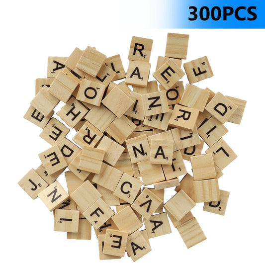 Wood Letter Tiles, A-Z Capital Letters, Scrabble Tiles for Crafts, Letters Wooden Replacement, Wooden Letters Scrabble Letters Education Games and DIY Wood Tile Game Wall Decor (300Pcs)