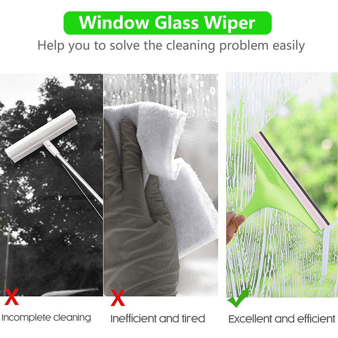 Rubber Squeegees, Window Shower Glass Squeegee Cleaner with Hanging Hole, Squeegee Scraper Window Cleaner, Wiper Cleaning Tool for Bathroom Kitchen Mirror Car Window Glass, Random Color, 3Pcs