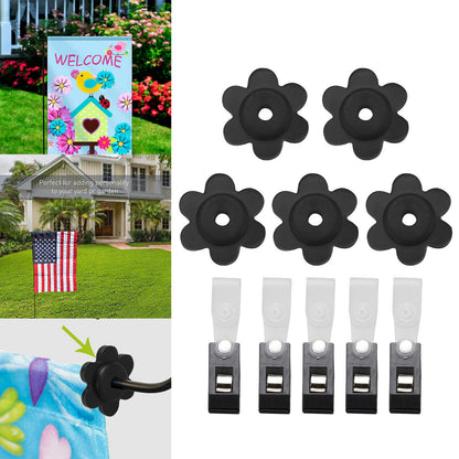 Garden Flag Rubber Stoppers and Anti-Wind Clips for Garden Flag Poles Stands, DIY Craft Banner Garden Decoration, 1 Pack