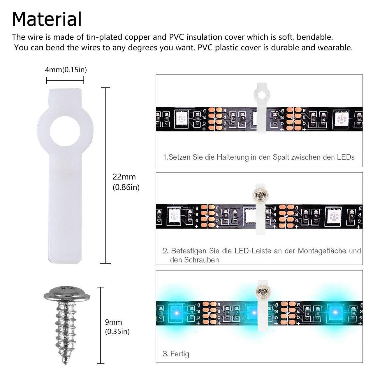 5050 4 Pin LED Strip Connector Kit - 8 Types of Solderless LED Strip Accessories Include LED Strip Light Connector Pigtails, Jumper Connectors, L Shape Connectors, Gapless Connectors, LED Strip Clips